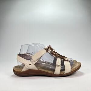 Abeo Biosystem Beige Floral Hook & Loop Slingback Straps Sandals Women's Size 8